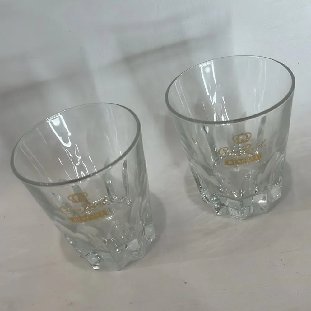 Crown Royal Reserve 8 Oz Rocks Glass 3 1/4 Round 4 In Tall Set 2 Whiskey Cocktai
